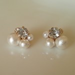  ❁コットンパールとビジューの雲ピアス❁クリア