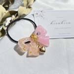 レジン リボン ハートチャーム ヘアゴム