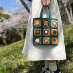 ちょっとそこまで♪ クロシェ編み　トートバッグ　グリーン