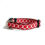 2.5cm幅 25～39cm　水玉柄(赤) 首輪 犬用