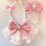再販🎀カチューシャ&チョーカー　セット②ピンクツイード💖🎀安全首輪タイプチョーカー🎀