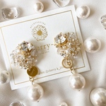 bubble beads bijou × crystal pearl pierce（ビジュー　パール　大ぶり　ピアス　イヤリング）