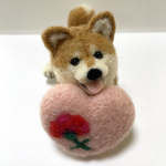 母の日🌹クッションに顎乗せする柴犬ちゃん(羊毛フェルト)