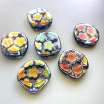 【2コセット】#czech beads #チェコビーズ　irregular octagon 20㍉　crystal/metallic iridescent flower フランス仕入れ🇫🇷