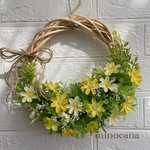  お花畑のハーフリース　ビタミンカラー　ナチュラルリース　玄関リース　母の日　25×25