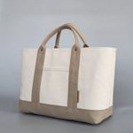 non-usa1012様専用  Lサイズ  カフェオレ×生成   A4 帆布トートバッグ 