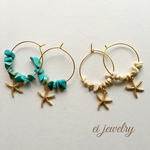 starfish ターコイズフープピアス