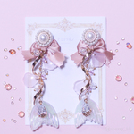 春爛漫な煌めきとsakura mermaid 【ロリィタ/ロリータ　マーメイド　人魚姫　オーロラ　桜　サーモンピンク　ピンク　リボン　パール　ピアス／イヤリング】