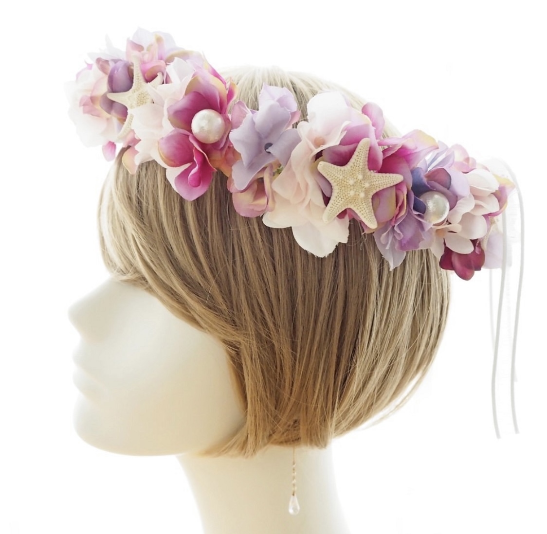 花かんむり♡♡紫 パールライン付き もったいなかっ