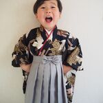 【人気NO.1】 子ども袴セット(男の子)100-110,110-120size  = 鶴黒 = 