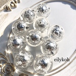 【再販】BE18/4個/クリアインシルバーホイルビーズ　20mm アクリルビーズ