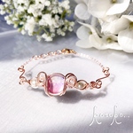 【本日21時販売】✧ピンクとパープルの夢が煌めくブレスレット✧ 結婚式 ブライダル 個性的 ワイヤー ワイヤーラッピング ピンクゴールド　ブレスレット