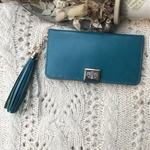 革の宝石💎ルガトショルダー　琉球ブルースマホケース♡  ダマスク柄マグネット　本革 ルガトショルダー   手帳型 iPhone対応  琉球ブルー　赤 ボルドー ワイン　紺　