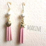 【SALE】マリンタッセルピアス ◇ピンク◇
