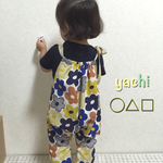 earth colorの北欧flower♡肩紐の長く着れるサロペット
