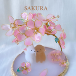 ずっと仲良し　桜と犬　さくら　可愛い置き物