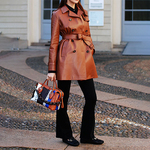 羊革・ベルト付き羊革トレンチコート Sheep Leather Trench Coat with Belt