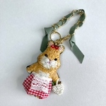 7日21時に出ます☆うさぎチャーム茶系　バッグチャーム　刺繍　ビーズ刺繍