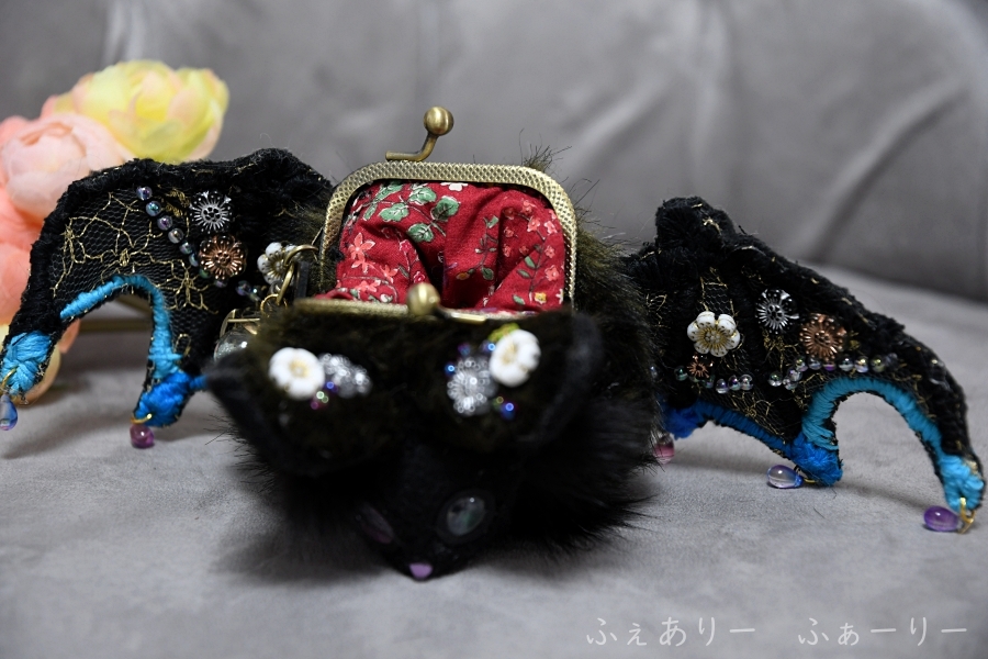 コウモリのポーチ(真っ黒) 【アートドール】 - ふぇありー ふぁーりー