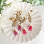 【ピアス】揺れるチューリップと淡水パールのピアス🌷