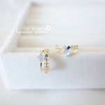 新作　シンプル　18K　高品質　大人可愛い　繊細　上品　Blue　ストーン　人気　半フープ　ピアス