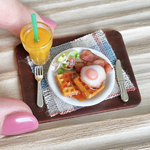 ミニチュア　朝食ベーコンエッグワッフル