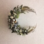 蒼と白の深い森に佇む月・リース【Green系+Blue＆White】