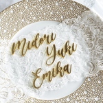 ゴールドミラー席札　切文字　wedding