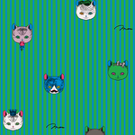 iphon用壁紙 「おしゃれネコ」グリーン 1080×1920