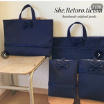 ☆rie・・さまオーダー品☆ 紺色の上品可愛い　レッスンバッグ