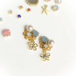 ビジューとお花のイヤリング/ピアス