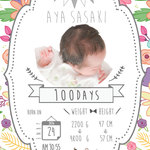  100日祝いVer. 手書き風写真入り命名ボード  