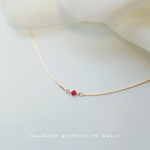 小さな3mm ルビーネックレス　華奢　オフィス　可愛い　シンプルネックレス