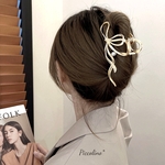 11cmバンス (ゴールド) パール付き メタルリボン バンスクリップ ヘアアクセサリー 簡単ヘアアレンジ  人気