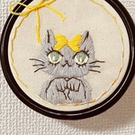 刺繍枠飾り　sweet cat イエロー