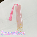 ブックマーク　栞　レジン　金箔×ピンク　No,78