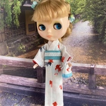 自由に泳ぐ金魚の浴衣　22cmドール  リカちゃん　ブライス　ピュアニーモ   ドール服　アウトフィット