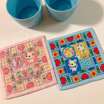 レトロ可愛いコースター☆ピンク＆ブルー