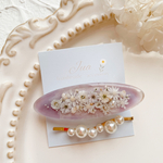 オーバル𑁍𓏸𓈒パールヘアクリップset    ヘアクリップ     レジン   レジンヘアクリップ