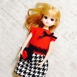 千鳥コーデレッド 22cmドール服