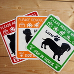 『エマージェンシーステッカー　DOG IN HOUSE』名前・シルエットが選べる　カッティング　ラベル