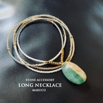 【御売約4*07★えふ様】　　　NC360-262グリーンクォーツNatural+Czech GLASS*天然石ロングネックレス　asymmetry pendant *送料無料*