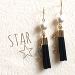 スタータッセルピアス ◇ブラック◇