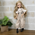 NO,301 リカちゃん　服　優しい　カーゴパンツ　ドット　袖フリルブラウス　春コーデ　リアルクローズ