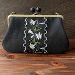 f様オーダー品・刺繍がま口バッグ｜lily｜