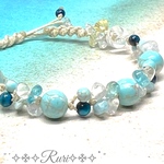 ༅೫聴こえてくる海の音色೫༅ 天然石 パワーストーン ブレスレット　#minne_new  #マクラメ　#海　#ターコイズ　#夏