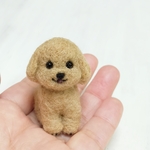 小さなわんこ　プードル·ベージュ　羊毛フェルト