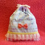 体操着袋サイズ☆かわいいメルヘン巾着（大）ブルー☆