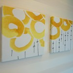 M様オーダー品 イエローサークルのファブリックパネル 2枚セット 30cm×30cm 