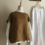 フランス サフィラン社リネン（金茶）で作ったゆったりベスト